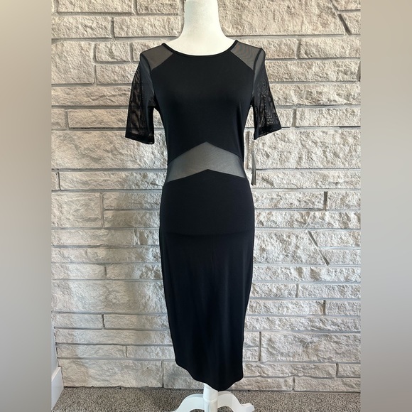 French Connection black sheer cutout dress - Picture 1 of 4